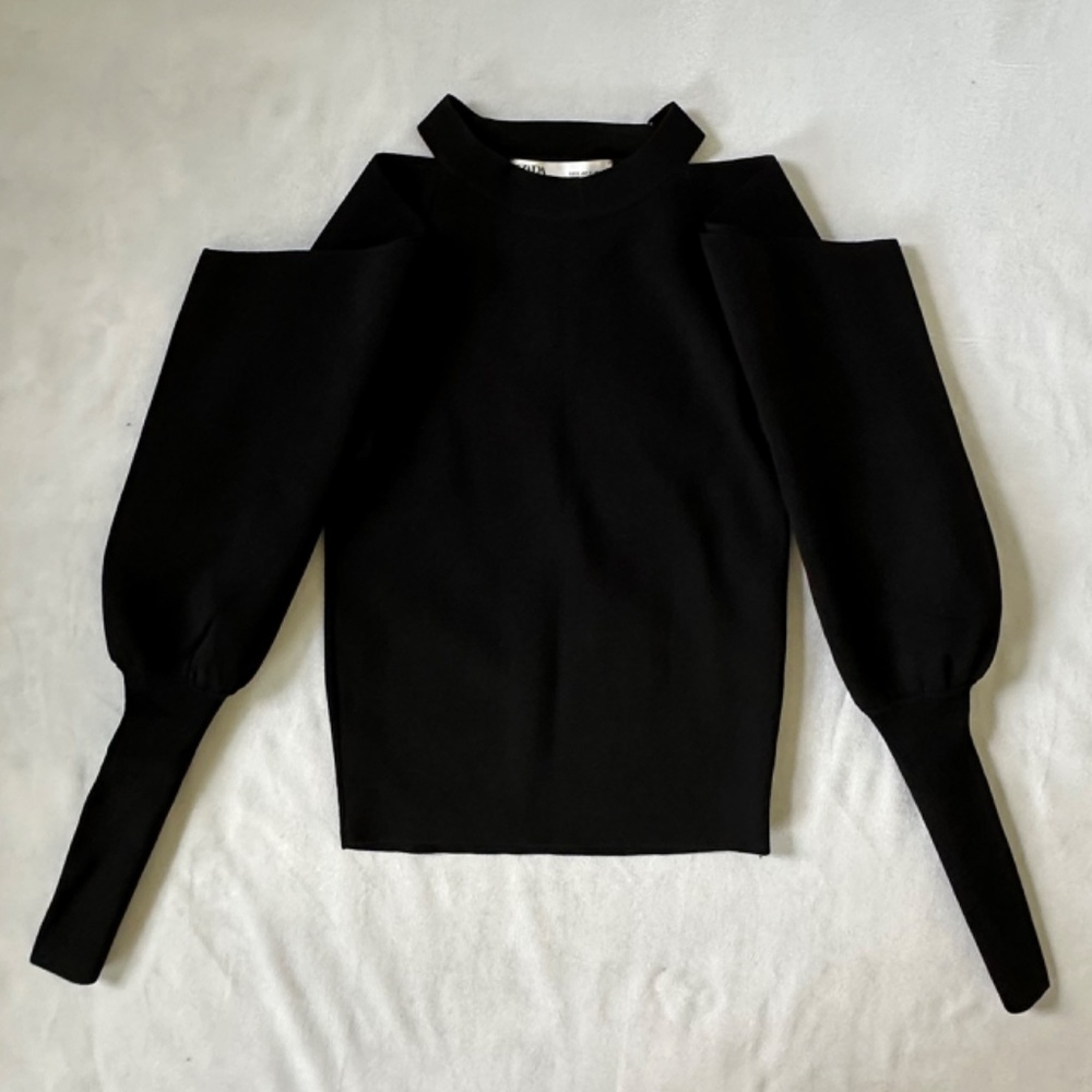Zara Cold Shoulder Balloon Sleeve Top